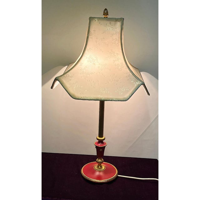 Empire Brass Table Lamp with Fabric Shade from Unbekannt, 1960s For Sale - Image 6 of 11