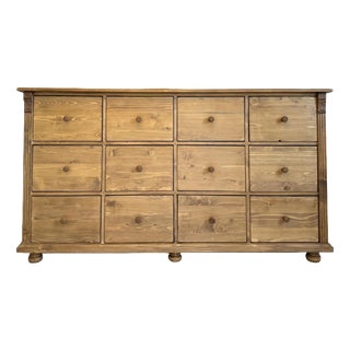 Rustic Chest of 12 Drawers in Softwood For Sale