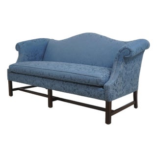 Hancock & Moore Chippendale Style Blue Damask Sofa For Sale