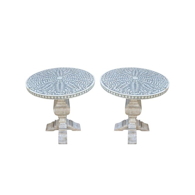 Inlaid Round Side Tables – A Pair For Sale - Image 11 of 11