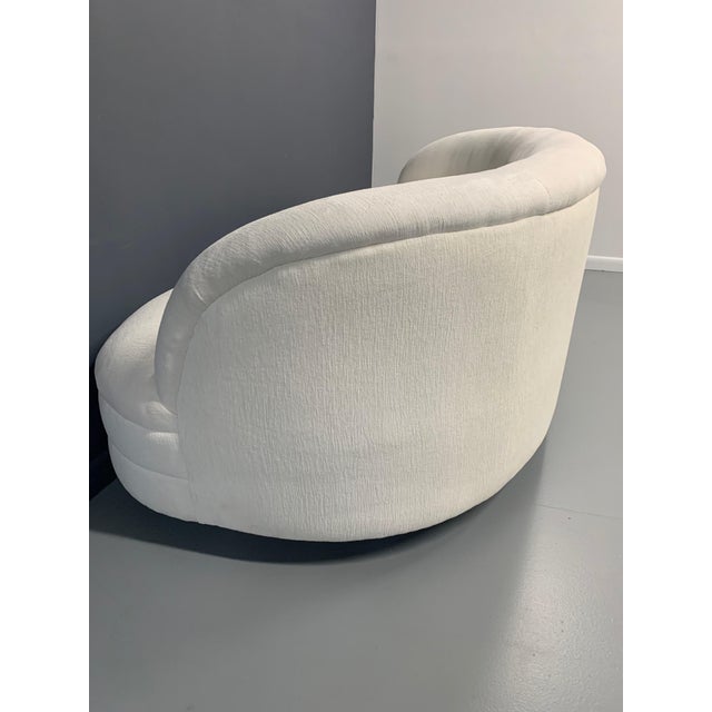 Mid Century Modern Large Kidney Bean Curved Sofa Weiman Style in Textured Velvet For Sale - Image 9 of 10