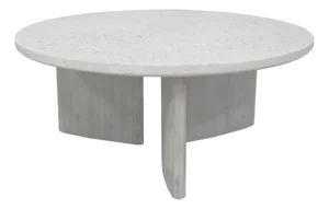 Contemporary Round Coffee Tables Wood, Caesar Stone; Unsigned