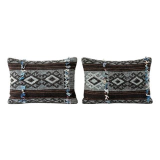 Turkish Kilim Lumbar Pillow Cover 13'' X 20'' - Set of Two For Sale