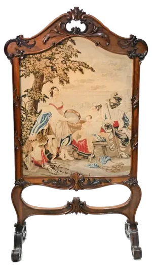 Victorian Hand Woven Tapestry Screen Needlepoint, 1840s