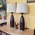 Pair of Contemporary Espresso Wood Hourglass Lamps With Brushed Nickel Accents and Linen Shades For Sale - Image 14 of 18