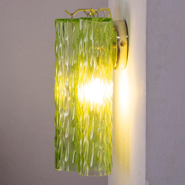Italian Wall Light in Murano Green Glass, 1990s For Sale - Image 4 of 14