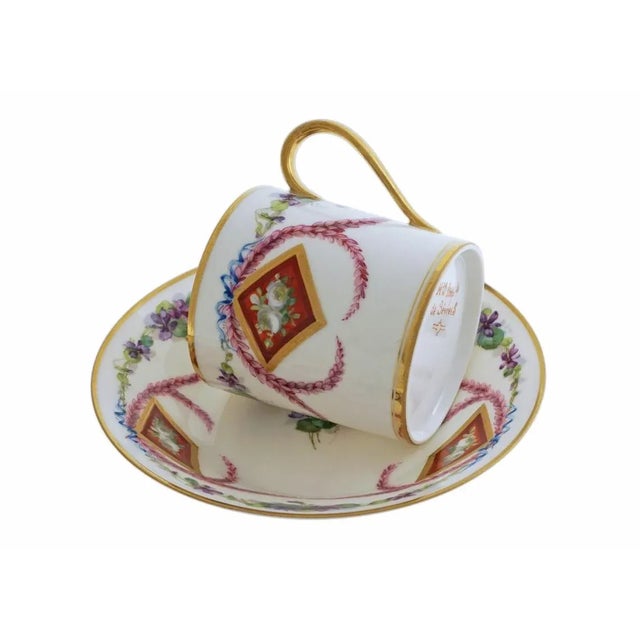 19th Century 19th Century Sevres Porcelain Demitasse Cup and Saucer Signed Gift For Sale - Image 5 of 8
