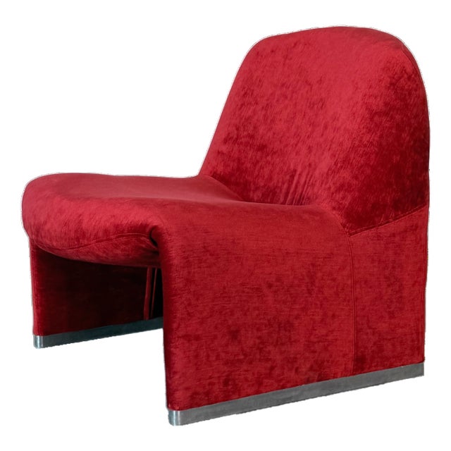 1970s Original Alky Chair Attributed to Giancarlo Piretti in Red Velvet For Sale