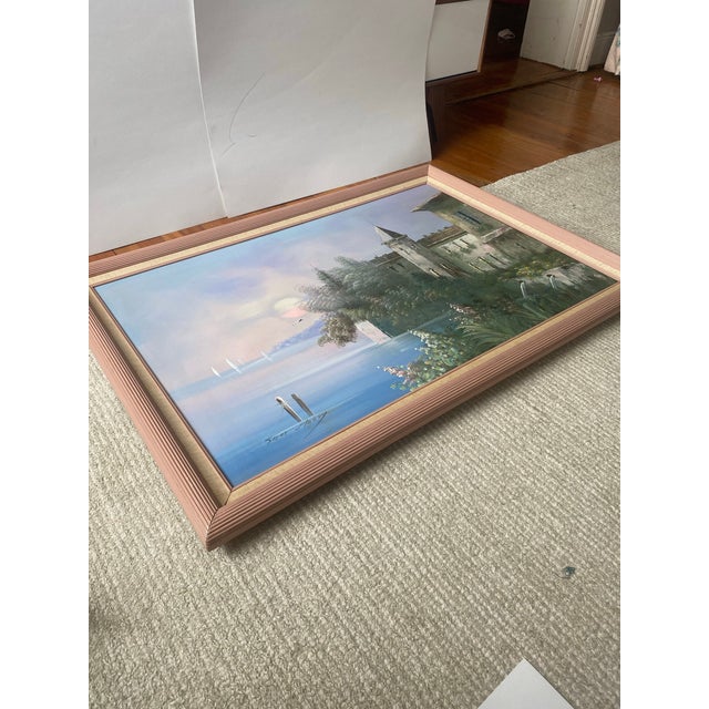 1980s 1980s Jane Mabry Original Large Oil Painting "Sail Boat Palace" For Sale - Image 5 of 12