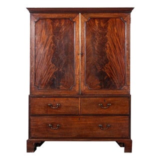 English Mahogany Linen Press, 1880s For Sale