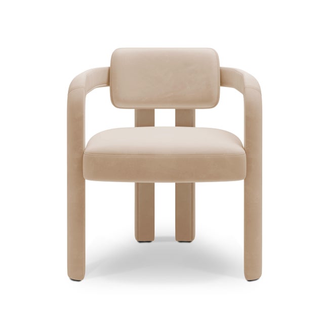 Double Arch Dining Chair in Beige Cotton Velvet from Insidherland, in New conditions. Designed from 2000 Labeled by Maker