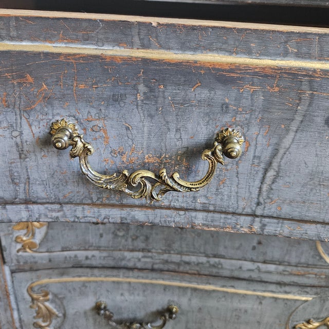 19thC Painted French Three Drawer Chest of Drawers W Fichet a Paris Locks For Sale - Image 9 of 12