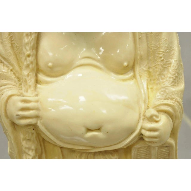 Vintage Indian 13" Cast Resin Laughing Buddah Statue Sculpture Figurine For Sale - Image 4 of 9
