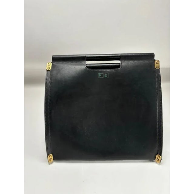 Leather and Brass Dimensionefuoco Firewood Sack by Afra & Tobia Scarpa, Italy, 1980s For Sale - Image 10 of 11