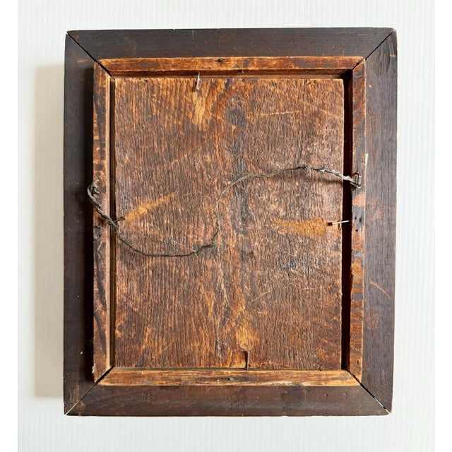 Antique Deep Dark Wood Picture Frame With Gold Detail, Wood Back 12x14” For Sale - Image 12 of 13