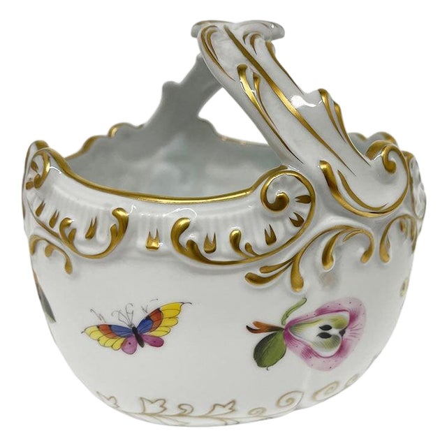 Porcelain Basket from Herend, Hungary, 1976 For Sale