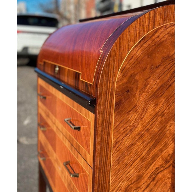 Mid-Century Modern Vintage Swedish Roll-Top Desk by Gustafsson for Scandinavian Gallery For Sale - Image 3 of 4