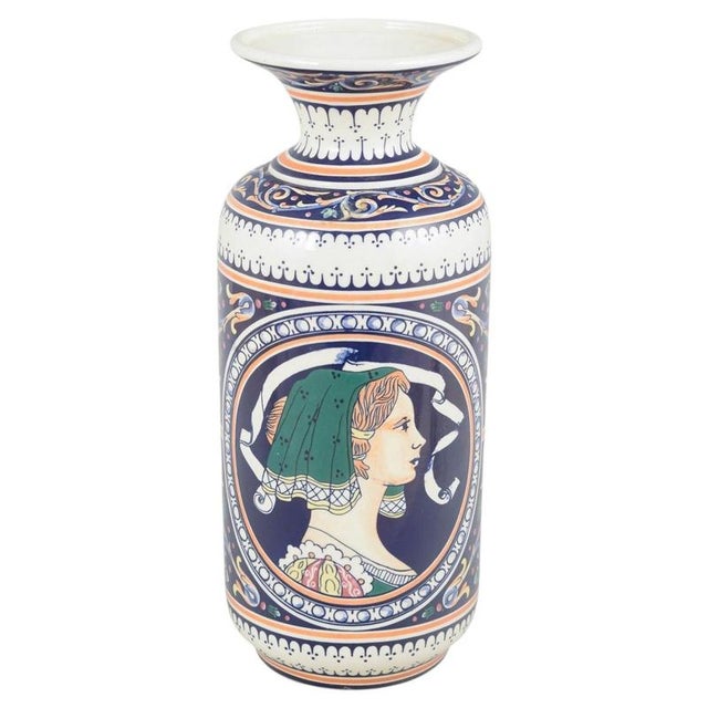20th Century Italian Majolica Vase with Portrait Medallion For Sale - Image 6 of 6
