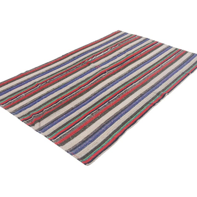 Striped Vintage Decorative Kilim Rug For Sale - Image 4 of 6