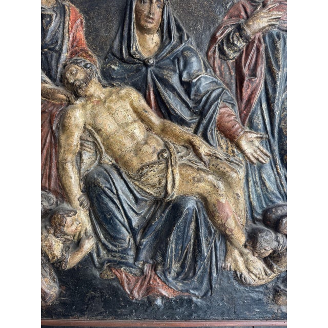Polychrome Papier-Mâché Depicting the Deposition of Christ with Wood, 1600s For Sale - Image 10 of 18
