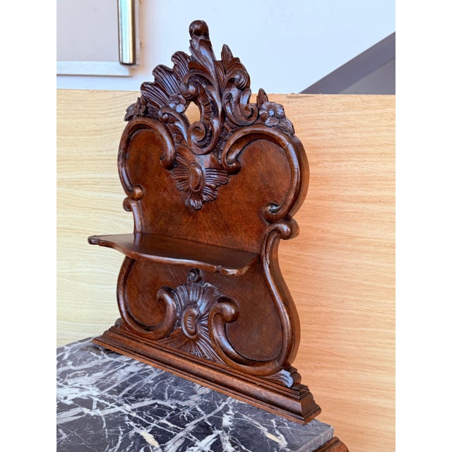 Early 20th Century Antique French Mahogany Night Stands with marble top and crest, 1900, A Pair For Sale - Image 5 of 18