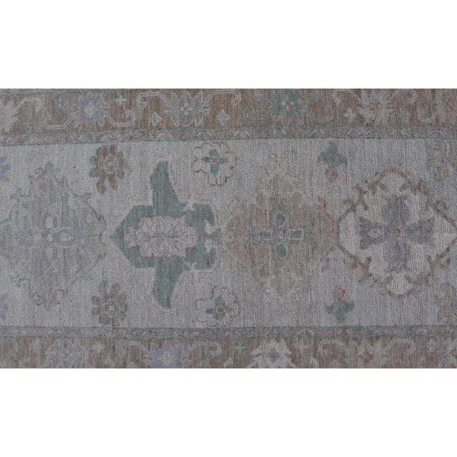 Ivory Hand-Knotted Very Long Oushak Runner by Keivan Woven Arts, 3'2" X 19'6" For Sale - Image 8 of 13