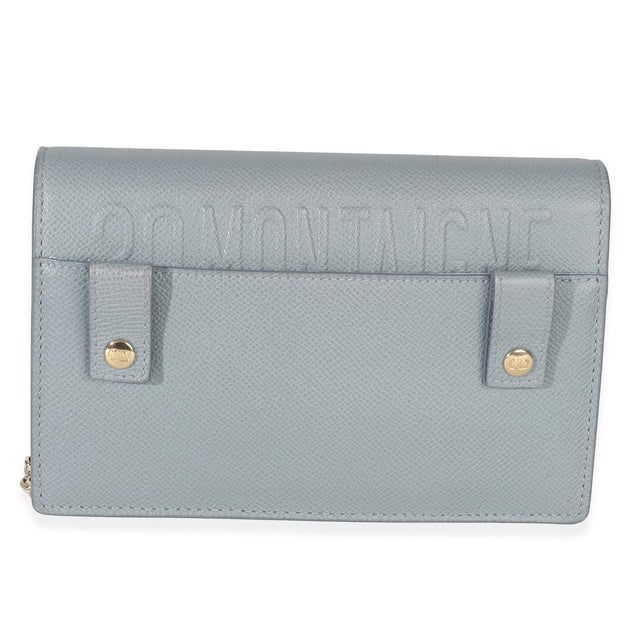 Christian Dior Blue Grained Calfskin 30 Montaigne 2-in-1 Pouch For Sale - Image 4 of 9