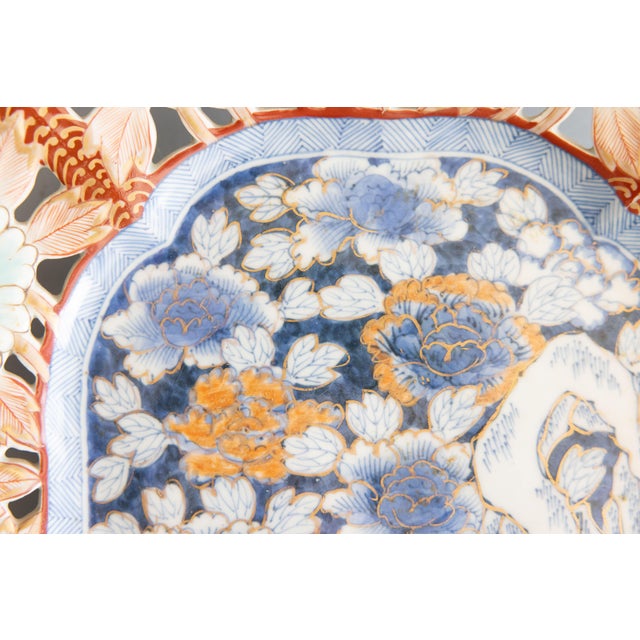 Imari Porcelain Antique 19th Century Japanese Imari Reticulated Charger Plate For Sale - Image 4 of 10