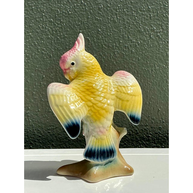 Mid 20th Century Vintage MCM Glazed Ceramic Cockatoo For Sale - Image 5 of 12