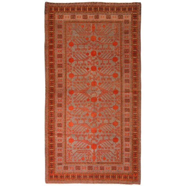 Antique Khotan Transitional Red and Blue Wool Rug Chairish