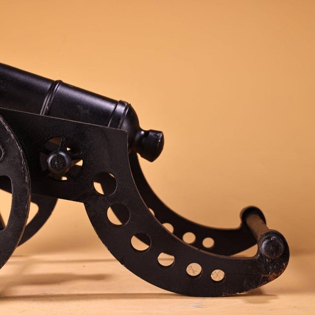 Metal Vintage Style Cast Iron Cannon Model Decorative Sculpture For Sale - Image 7 of 9