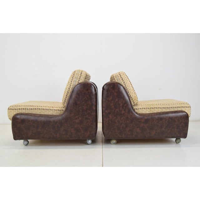 Mid-Century Leatherette Armchairs on Wheels, 1970s, Set of 2 For Sale - Image 13 of 17