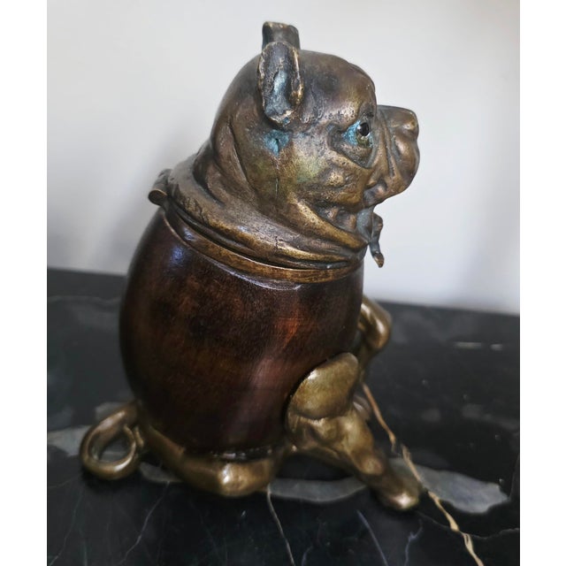 1970s 1970s Arthur Court Designs Bronze English Bulldog Dog Inkwell For Sale - Image 5 of 5