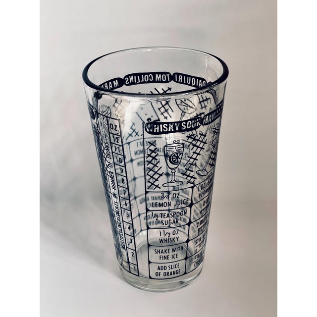 A classic mid twentieth century cocktail recipe glass with illustrations of the types of glasses used for each drink and...