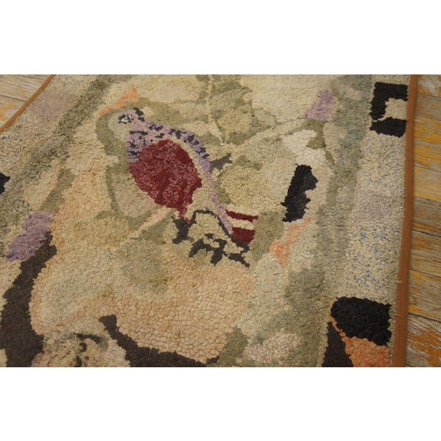 Pretty Antique American Hooked Rug With Ivory Ground Color in a Geometric Design For Sale In New York - Image 6 of 12
