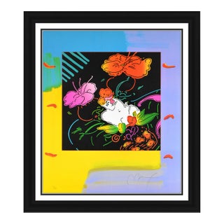 2004 Lady Floating Flowers Pop Art Screenprint Peter Max For Sale