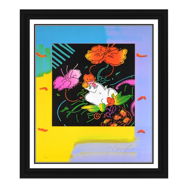 2004 Lady Floating Flowers Pop Art Screenprint Peter Max For Sale