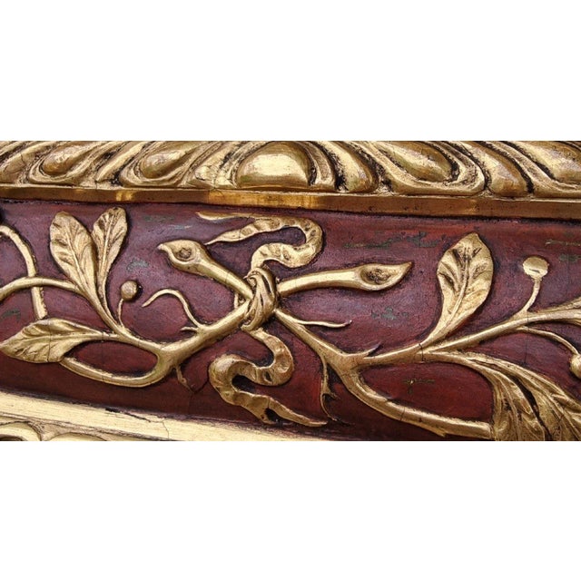 Venetian Lacquered and Gilded Mirror with Friezes, 1850s For Sale - Image 4 of 10