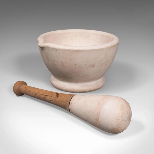 1900s Antique Victorian English Ceramic Mortar and Pestle For Sale - Image 4 of 12