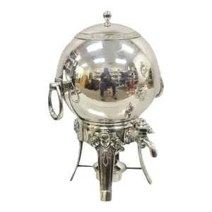 Early 20th Century Gorham Co. Figural Silver Plated Art Deco Ball Form Samovar Hot Water Dispenser