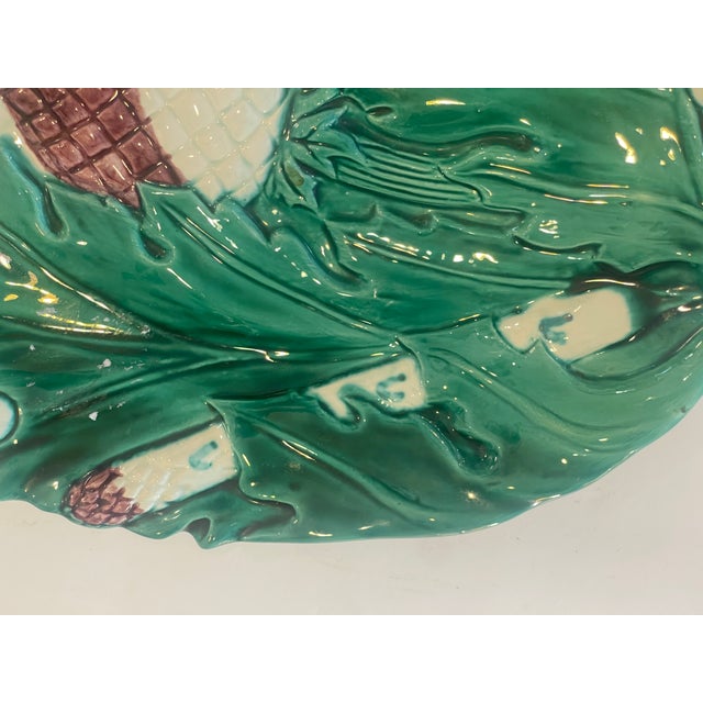 French Majolica Asparagus & Artichoke Barbotine Platter by Bavent, C. 1900 For Sale - Image 9 of 13