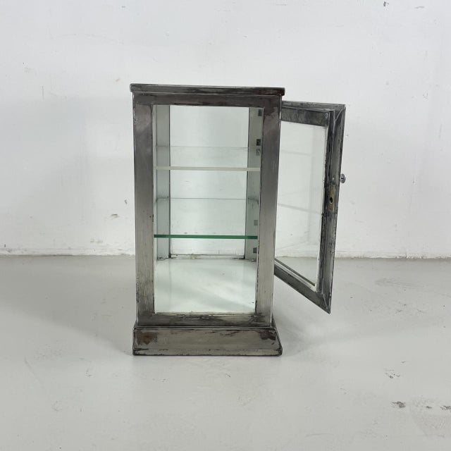 Vintage Industrial Metal Display Cabinet For Sale - Image 5 of 9