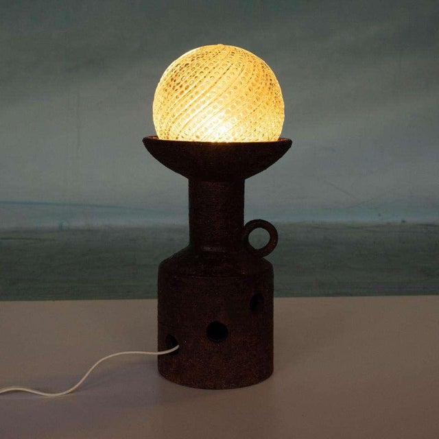 Brown Vintage Ceramic Table Lamp, 1960s For Sale - Image 8 of 13