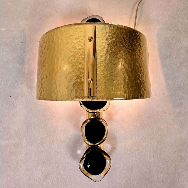 1980s Pair of Gold Murano Glass, Mid Century Modern Sconces, Italy 1980s For Sale - Image 5 of 11