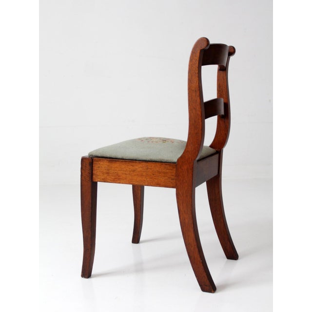 Antique French Country Ladder Back Chair With Needlepoint Seat For Sale - Image 4 of 12