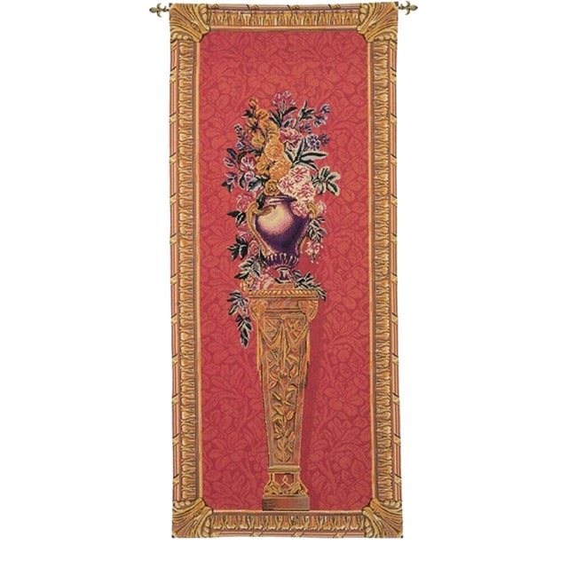 Pedestal Portiere - Red Loom Woven Tapestry - 146 X 58 Cm (4'10" X 1'11") - Requires Rod Size 1 - 2 PCS Remaining For Sale
