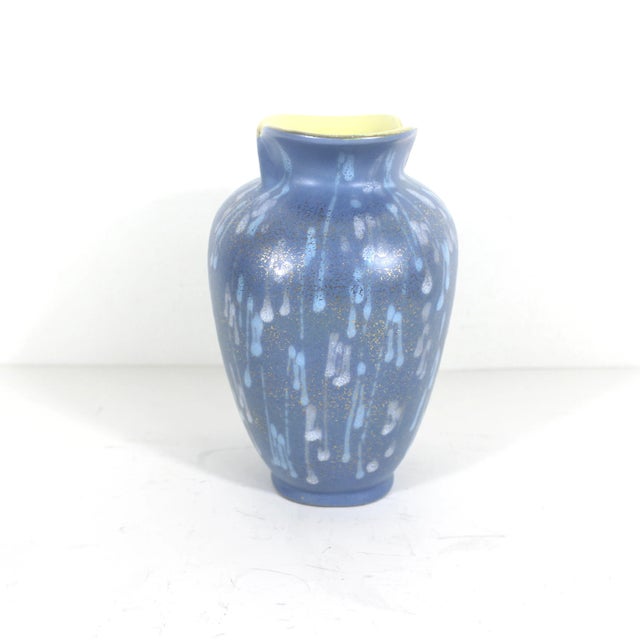 Mid-Century Modern Blue Gold Yellow Drip Glaze Ceramic Vase, W. Germany Design 482-17 For Sale - Image 4 of 10
