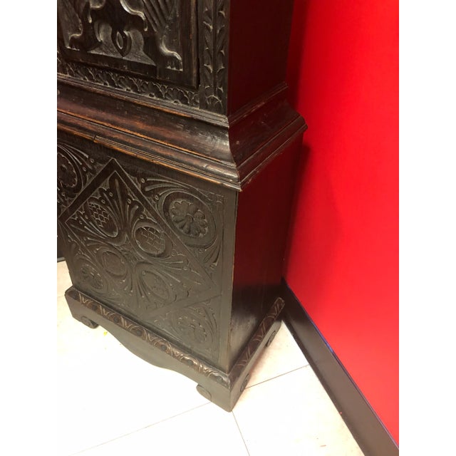 George II Period Manor House Carved Oak Tall Case Clock For Sale - Image 9 of 11