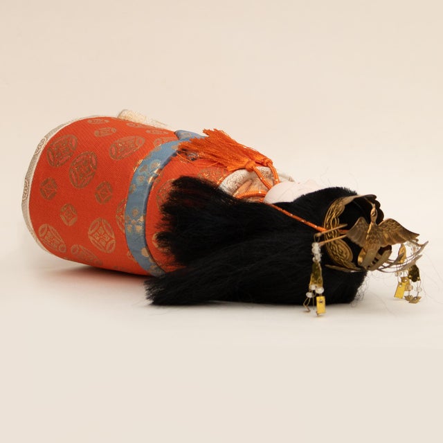 Tangerine Large Late Showa to Heisei Era Japanese Decorative Hina Doll "Princess" For Sale - Image 8 of 11