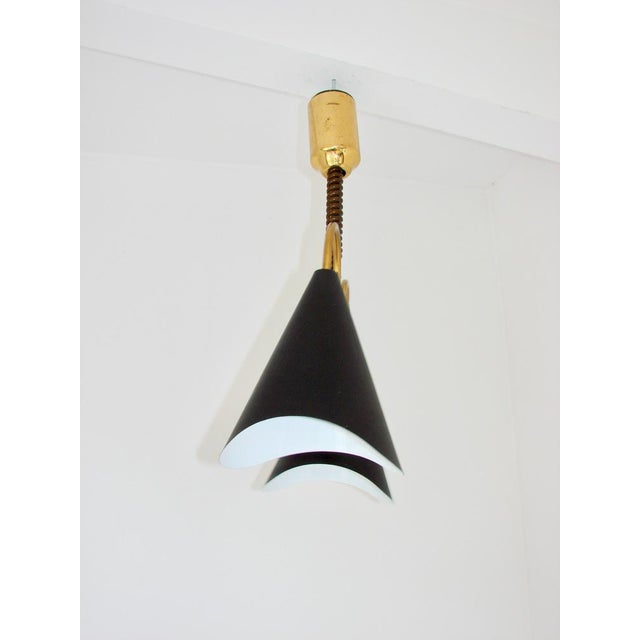Metal Mid-Century Modern Pendant Light in Brass and Metal, 1970s For Sale - Image 7 of 13